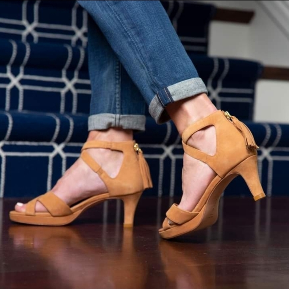 Suede Kitten Heel Sandals